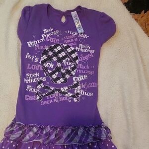 Girls Short Sleeve Dress w skull & crossbones "Rock Princess"